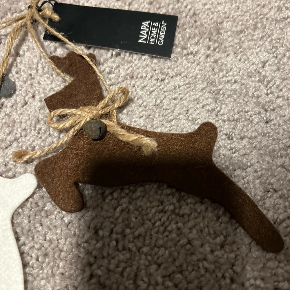 Napa Home & Garden Felt Leaping Stag Silhouette Christmas Ornaments, Set Of 3